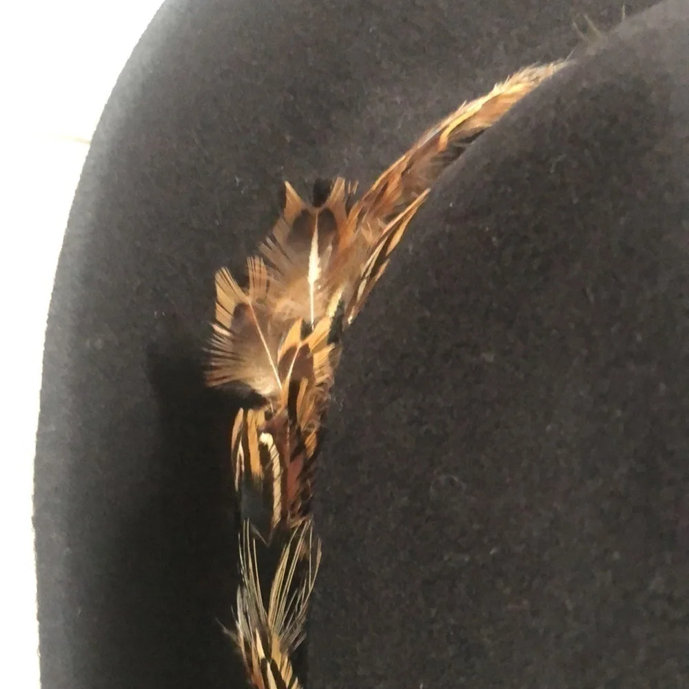 Vintage Henry Margu original creations soft fabric felt hat in black w feathers